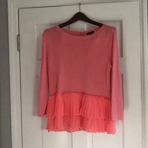 Halogen pink pemplum frill sweater
